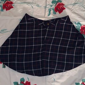 Plaid Midi Skirt (Blue, Red, and White)